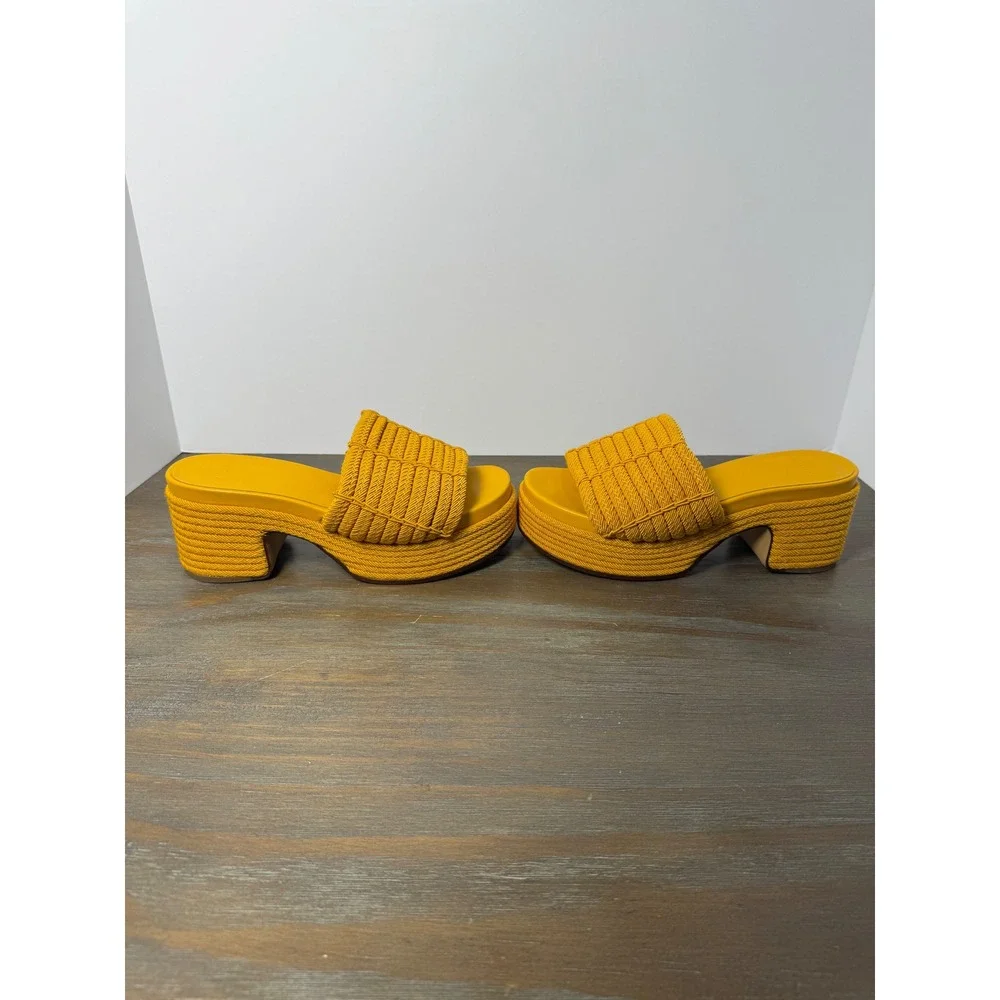 Vince Margo Cord Platform‎ Slide Sandals Mustard Yellow Size 5.5 NIB Designer